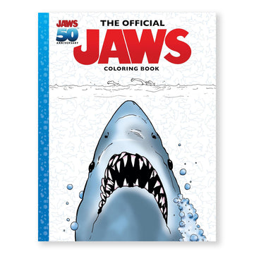 Official JAWS coloring book with a shark illustration on a white background